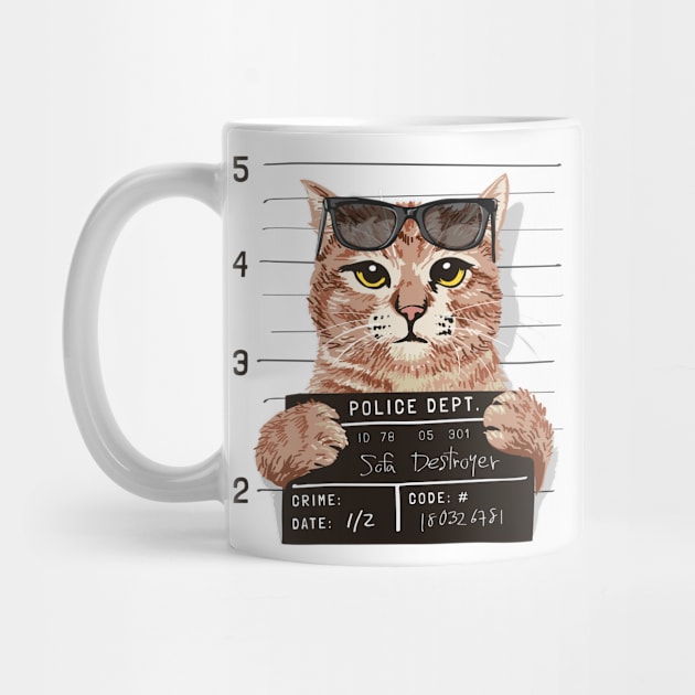 Sofa Destroyer Cat Arrested Mugshot by alexwestshop